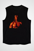 Unisex Hellboy Baskılı Siyah Kolsuz T-shirt