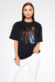 Unisex Hellboy Baskılı Siyah Oversize Tişört