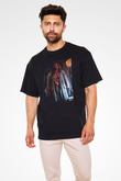 Unisex Hellboy Baskılı Siyah Oversize Tişört