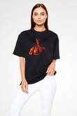 Unisex Hellboy Baskılı Siyah Oversize T-shirt