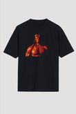 Unisex Hellboy Baskılı Siyah Oversize T-shirt
