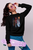 Unisex Hellboy Baskılı Siyah Sweatshirt