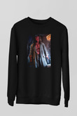 Unisex Hellboy Baskılı Siyah Sweatshirt