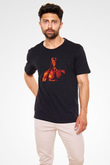 Unisex Hellboy Baskılı Siyah T-Shirt