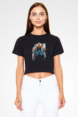 Unisex Hellboy Baskılı Siyah Unisex Crop Top Tişört