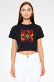 Unisex Hellboy Baskılı Siyah Unisex Crop Top T-shirt