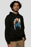 Unisex Hellboy Baskılı Siyah Unisex Kapüşonlu Sweatshirt