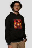 Unisex Hellboy Baskılı Siyah Unisex Kapüşonlu Sweatshirt