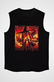 Unisex Hellboy Baskılı Siyah Unisex Kolsuz T-shirt