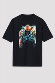 Unisex Hellboy Baskılı Siyah Unisex Oversize Tişört