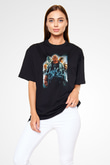 Unisex Hellboy Baskılı Siyah Unisex Oversize Tişört