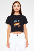 Unisex Hızlı ve Öfkeli 5 Rio Soygunu (Fast Five) Baskılı Siyah Crop Top Tshirt