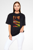 Unisex Hızlı ve Öfkeli (Fast & Furious) Baskılı Siyah Unisex Oversize Tişört