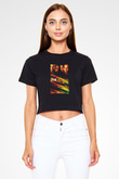 Unisex Hızlı ve Öfkeli (Fast & Furious) Baskılı Siyah Unisex Crop Top Tişört