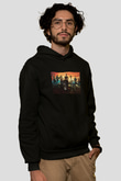 Unisex Hızlı ve Öfkeli (Fast & Furious) Baskılı Siyah Kapüşonlu Sweatshirt