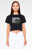 Unisex Hızlı ve Öfkeli Hobbs ve Shaw (Hobbs & Shaw) Baskılı Siyah Crop Top T-shirt
