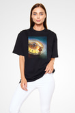 Unisex Hugo Baskılı Siyah Oversize Tshirt