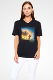 Unisex Hugo Baskılı Siyah V Yaka Tshirt
