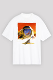 Unisex Hükmedenler - Capricorn Baskılı Beyaz Oversize Oversize T-shirt