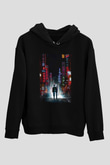Unisex İhtiyar Delikanlı (Oldboy) Baskılı Siyah Kapüşonlu Sweatshirt