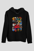 Unisex İntihar Timi (The Suicide Squad) Baskılı Siyah Kapüşonlu Sweatshirt