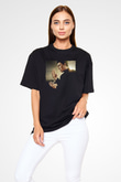 Unisex Ip Man Baskılı Siyah Oversize Tshirt