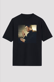 Unisex Ip Man Baskılı Siyah Oversize Tshirt