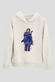 Unisex John Wick Baskılı Beyaz Kapüşonlu Sweatshirt