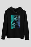 Unisex John Wick Baskılı Siyah Kapüşonlu Sweatshirt