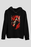 Unisex John Wick Baskılı Siyah Kapüşonlu Sweatshirt
