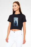 Unisex John Wick Baskılı Siyah Unisex Crop Top T-shirt