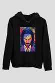 Unisex John Wick Serisi (John Wick) Baskılı Siyah Kapüşonlu Sweatshirt