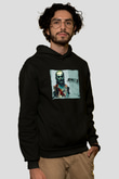 Unisex Joker Baskılı Siyah Kapüşonlu Sweatshirt