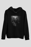 Unisex Joker Baskılı Siyah Kapüşonlu Sweatshirt