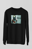 Unisex Joker Baskılı Siyah Sweatshirt