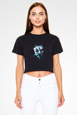 Unisex Joker Baskılı Siyah Unisex Crop Top T-shirt