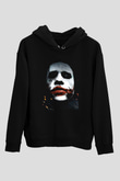 Unisex Joker Baskılı Siyah Unisex Kapüşonlu Sweatshirt