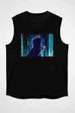 Unisex Joker Baskılı Siyah Unisex Kolsuz Tişört