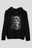 Unisex Joker Siyah Kapüşonlu Sweatshirt