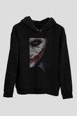 Unisex Joker Siyah Unisex Kapüşonlu Sweatshirt