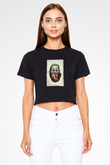 Unisex Joker Unisex Baskılı Siyah Crop Top Tshirt