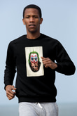 Unisex Joker Unisex Baskılı Siyah Sweatshirt