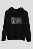 Unisex Jumanji Yeni Seviye (Jumanji The Next Level) Baskılı Siyah Kapüşonlu Sweatshirt