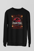 Unisex Jurassic Park Baskılı Siyah Sweatshirt
