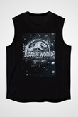 Unisex Jurassic World Hâkimiyet (Jurassic World Dominion) Baskılı Siyah Kolsuz Tişört