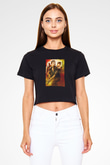 Unisex Kanlı Elmas (Blood Diamond) Baskılı Siyah Crop Top Tişört