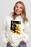 Unisex Kara Şahin Düştü - Black Hawk Down Baskılı Beyaz Kapüşonlu Sweatshirt