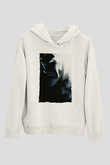 Unisex Kara Şövalye (The Dark Knight) Baskılı Beyaz Kapüşonlu Sweatshirt