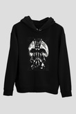 Unisex Kara Şövalye (The Dark Knight) Baskılı Siyah Kapüşonlu Sweatshirt