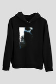 Unisex Kara Şövalye (The Dark Knight) Baskılı Siyah Unisex Kapüşonlu Sweatshirt